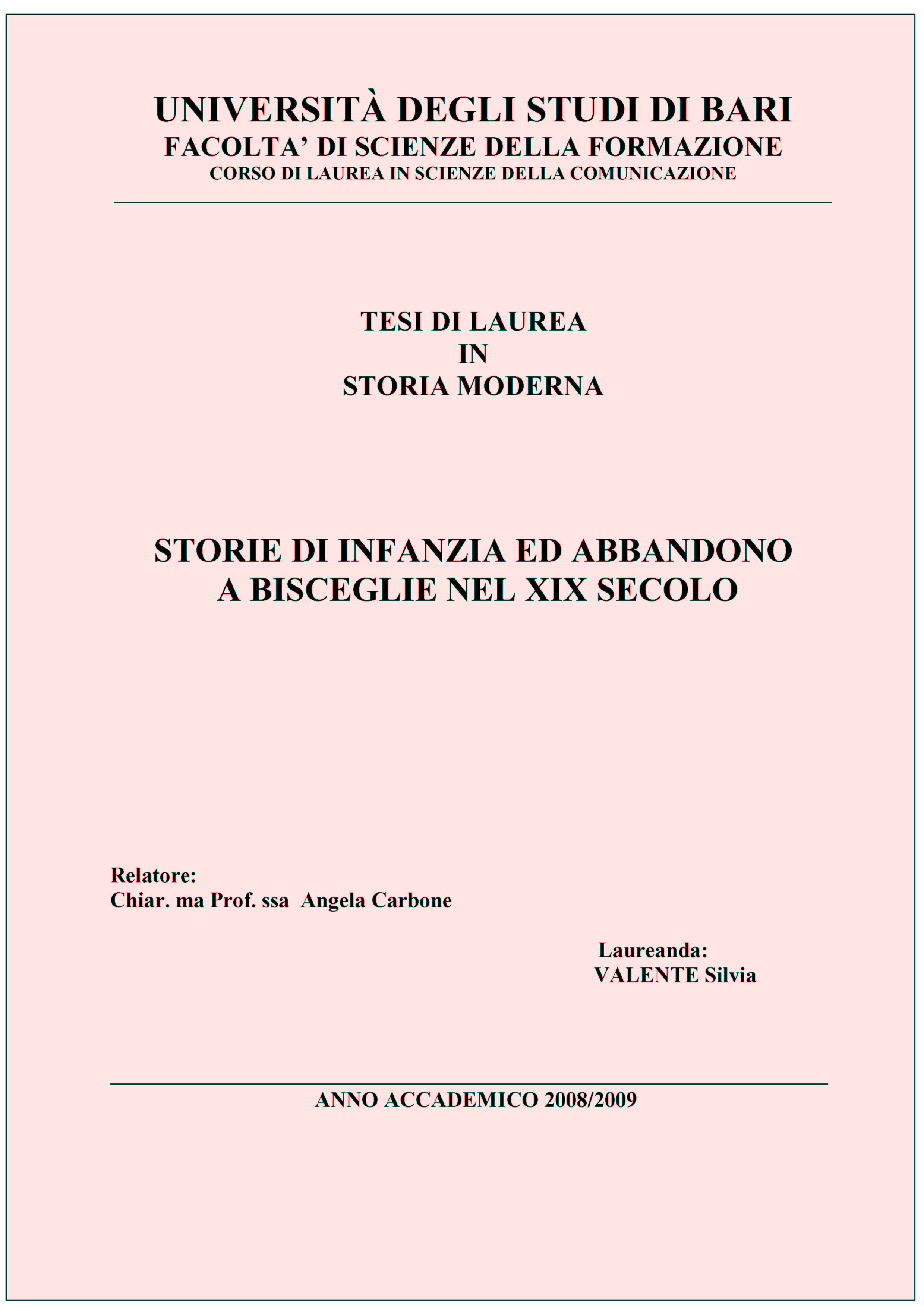 Storie di infanzia ed abbandono a Bisceglie nel XIX secolo