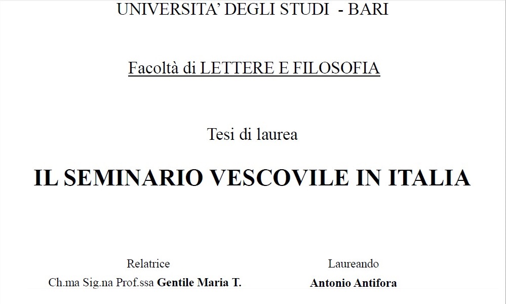 Il Seminario Vescovile in Italia