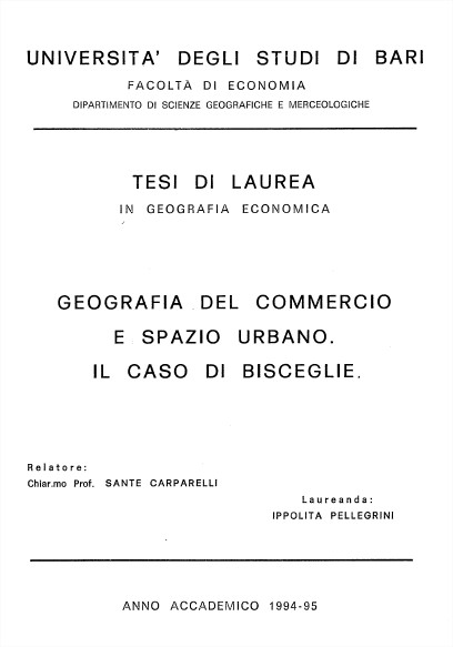 Geografia del commercio e spazio urbano. Il caso di Bisceglie